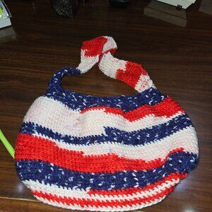Handmade Crochet Red, White & Blue Bag ❤️🤍💙